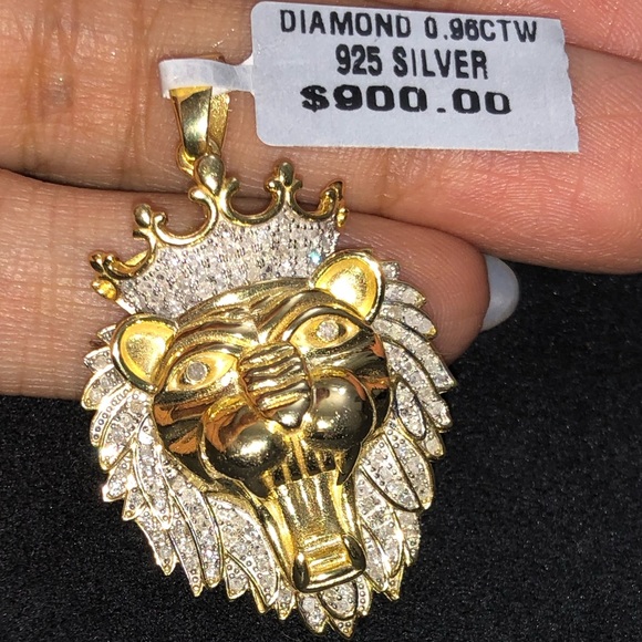 REAL DIAMOND Custom LION PENDANT not CZ not fake! - Picture 4 of 7
